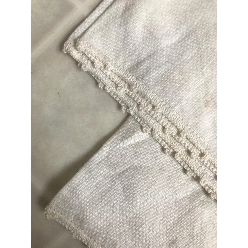 Six Ivory Linen Like Embroidered Floral Napkins Delicate Cottagecore Fairy